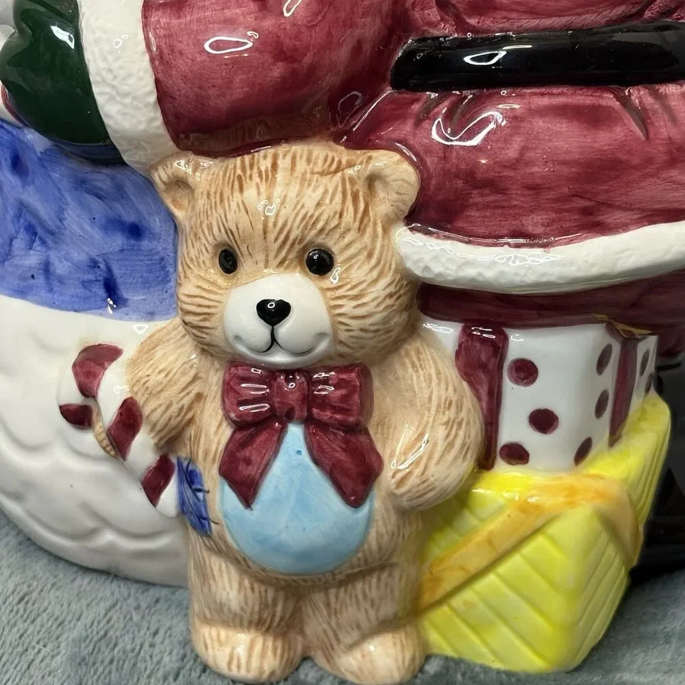 Vintage Jay Imports Santa And Snowman Ceramic Cookie Jar